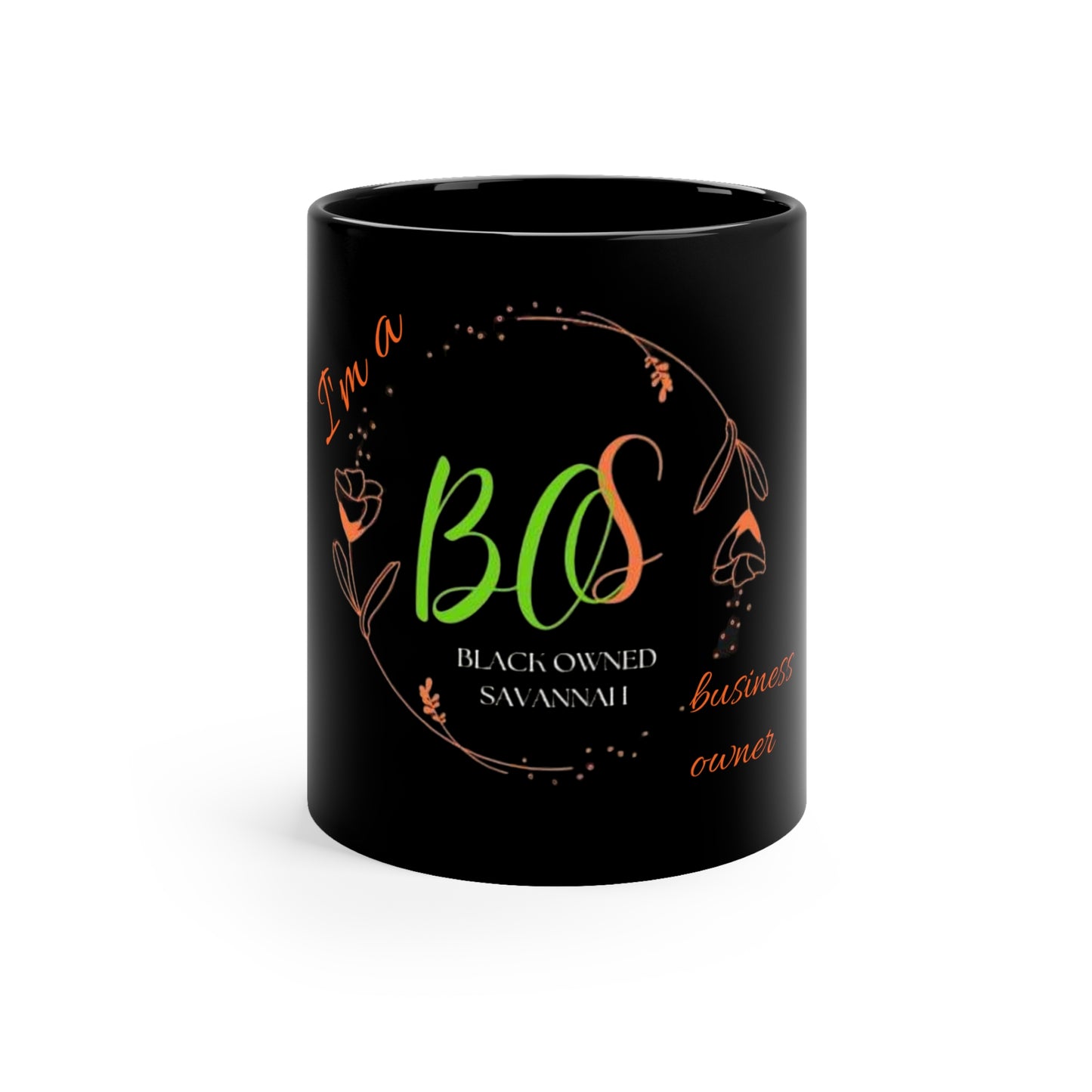 Black Owned Savannah "BOS"  Black Coffee Mug, 11oz