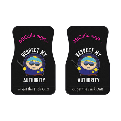 Personalized "Respect My Authority" Car Front Mats