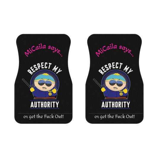 Personalized "Respect My Authority" Car Front Mats