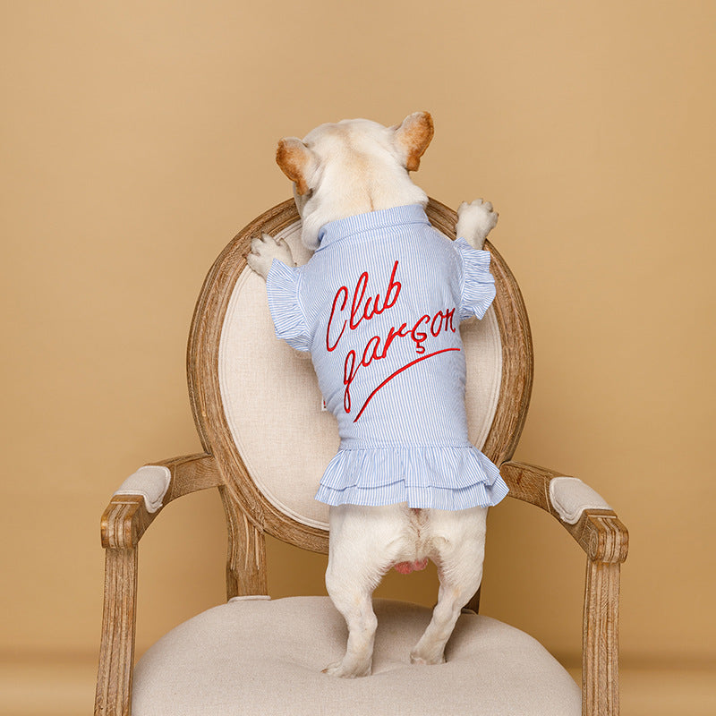 Pet clothes striped embroidery