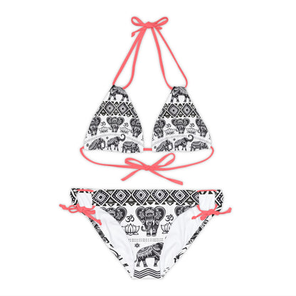 LCM23 African Elephant Print Strappy Bikini Set (AOP)