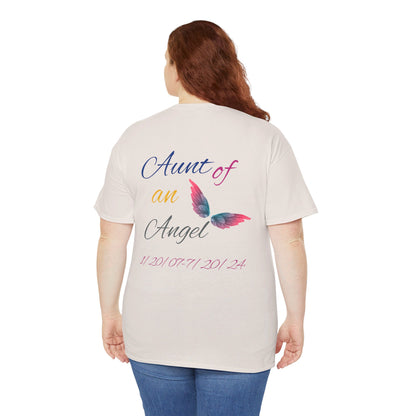 Aunt of an Angel For my family in Honor of Maria Pollock Unisex Heavy Cotton Tee(back customizable for name)