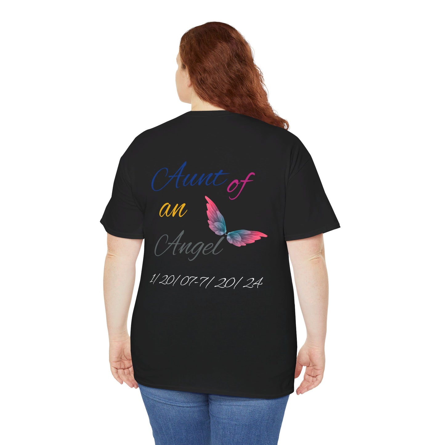 Aunt of an Angel For my family in Honor of Maria Pollock Unisex Heavy Cotton Tee(back customizable for name)