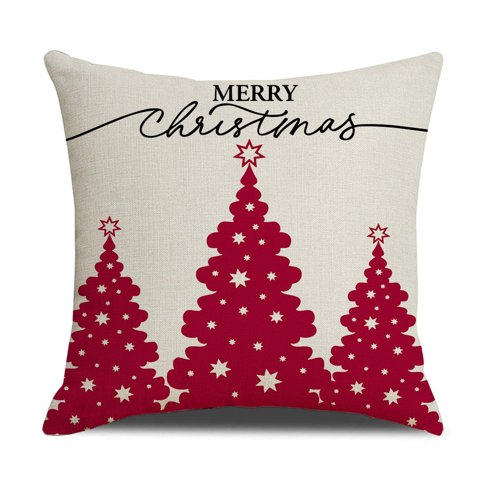 Pink Christmas linen pillowcase