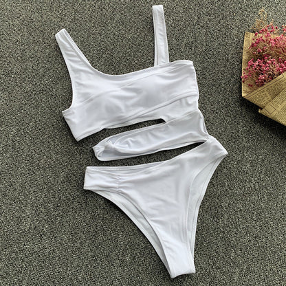 Shoulder Solid Color High Stretch Bikini