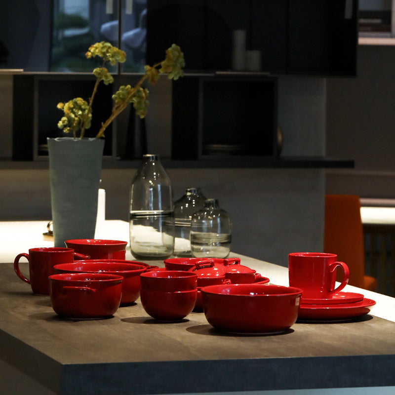 Luxury Red Glaze Ceramic Dinner Sets & Kitchen Utensils