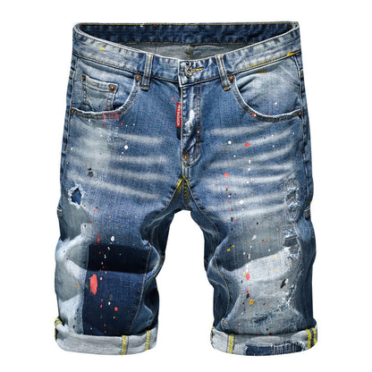 Men's Designer Zip Fly Patch  Denim Shorts