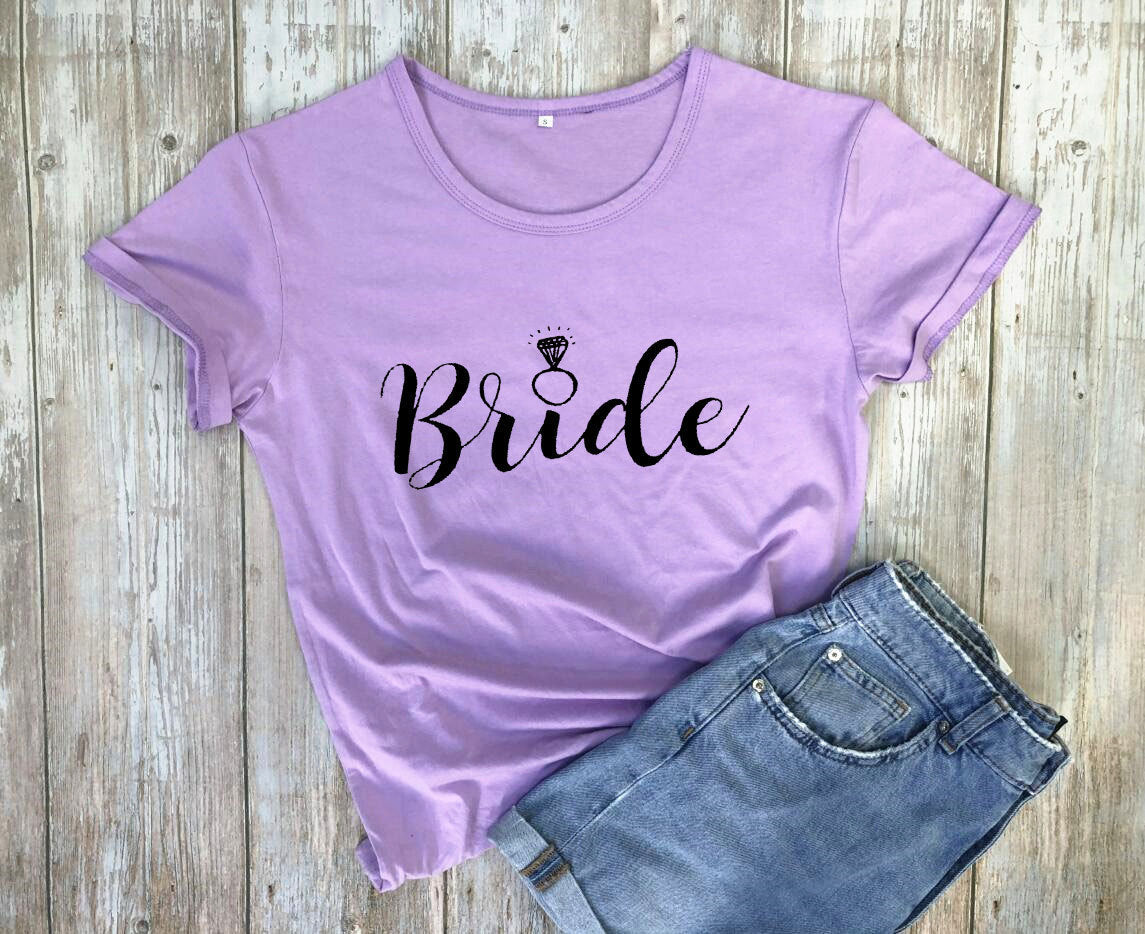 Bride Squad  Bride Diamond Type, Fashionable Short-sleeved Letter T Shirt