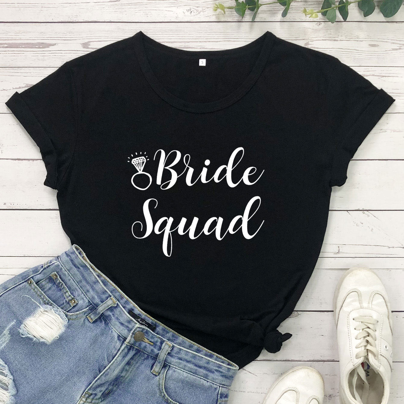 Bride Squad  Bride Diamond Type, Fashionable Short-sleeved Letter T Shirt