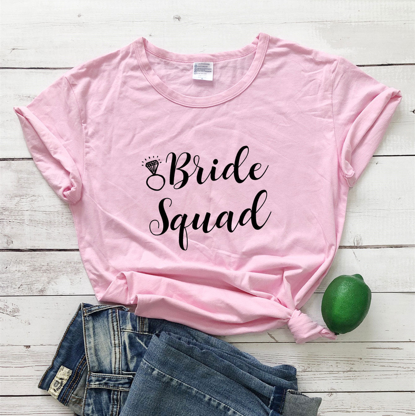 Bride Squad  Bride Diamond Type, Fashionable Short-sleeved Letter T Shirt