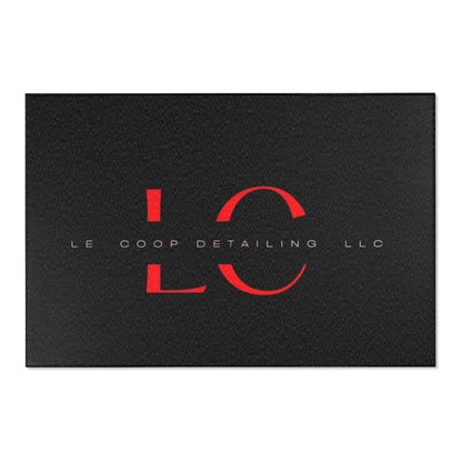 Le' Coop Detailing LLC Company LOGO Stylish Modern Area Rug with Bold Red Design