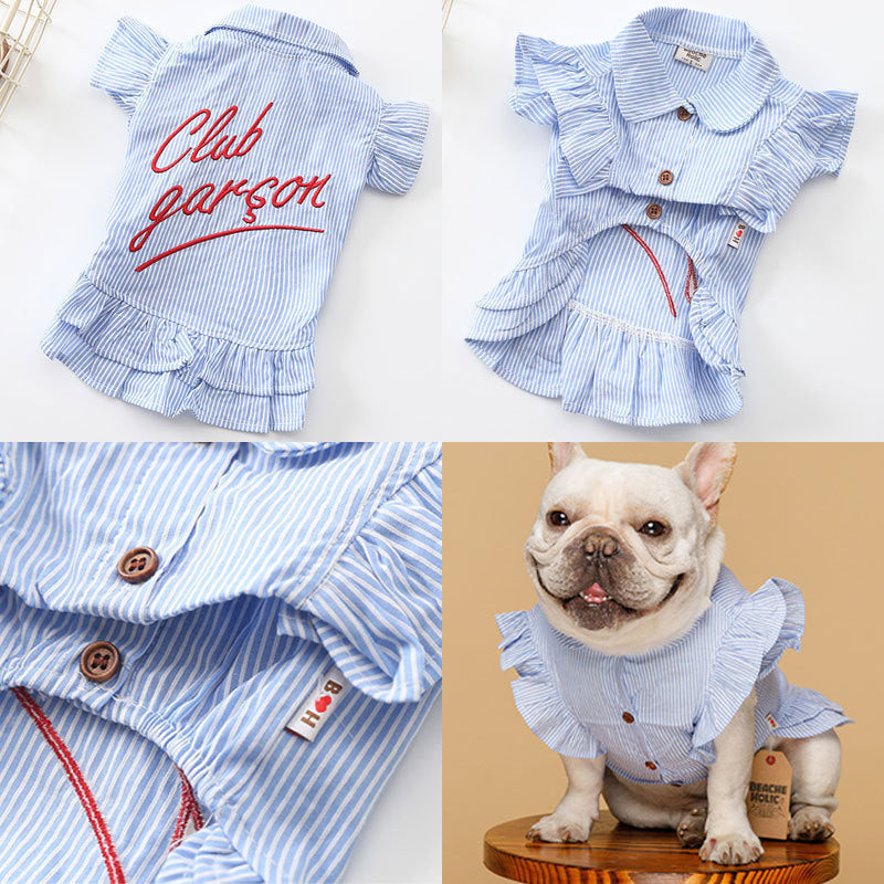 Pet clothes striped embroidery