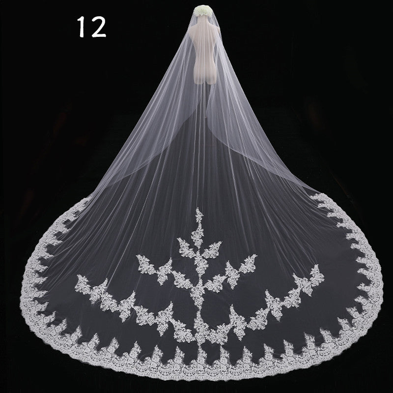 Bride Wedding Veil Long Long Tail