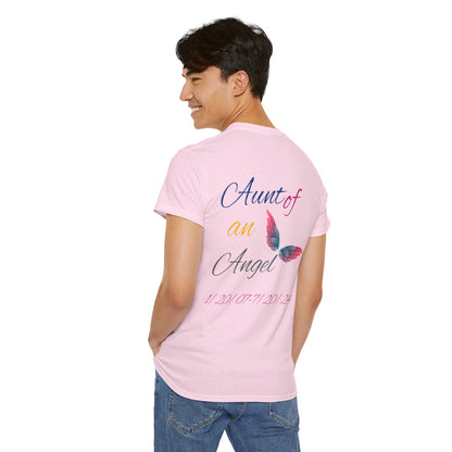 Aunt of an Angel For my family in Honor of Maria Pollock Unisex Heavy Cotton Tee(back customizable for name)