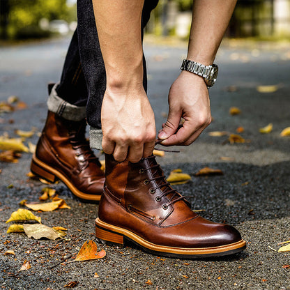 Leather British Men's Retro Martin Boots