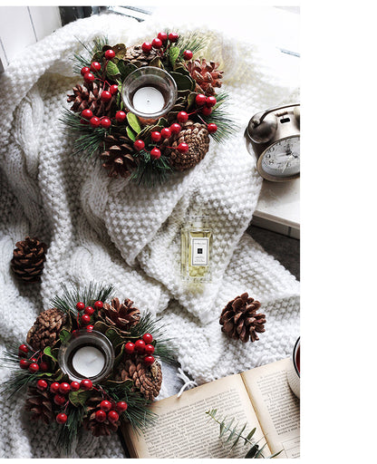 Pine needle branch candlestick garland