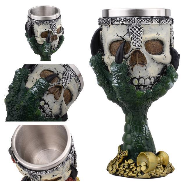 Horrible Resin Stainless Steel Wine Glass Horror Cup Skull Goblet