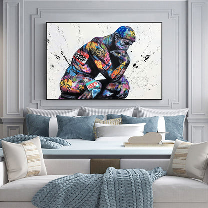 Thinker Man Wall Art Abstract Poster Painting