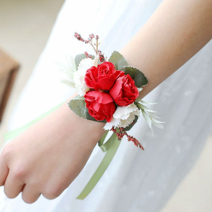 Bridesmaid Wrist Flower Simulation Flower Groom Best Man Corsage