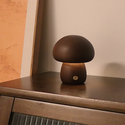 INS Wooden Cute Mushroom LED Night Light With Touch Switch  Bedside Table Lamp For Bedroom Childrens Room Sleeping Night Lamps Home Decor