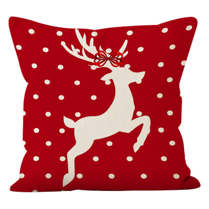 Christmas deer print pillow cover linen pillowcase