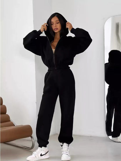 Women's Sports Leak Girth Hat Sweater Ankle Banded Pants Suit