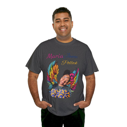 Aunt of an Angel For my family in Honor of Maria Pollock Unisex Heavy Cotton Tee(back customizable for name)