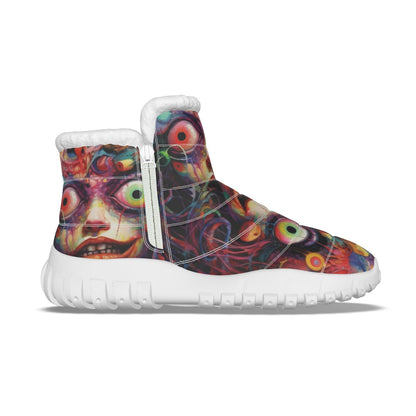 LCM23 Eyes Creepy All-Over Print Women's Zip-up Snow Boots