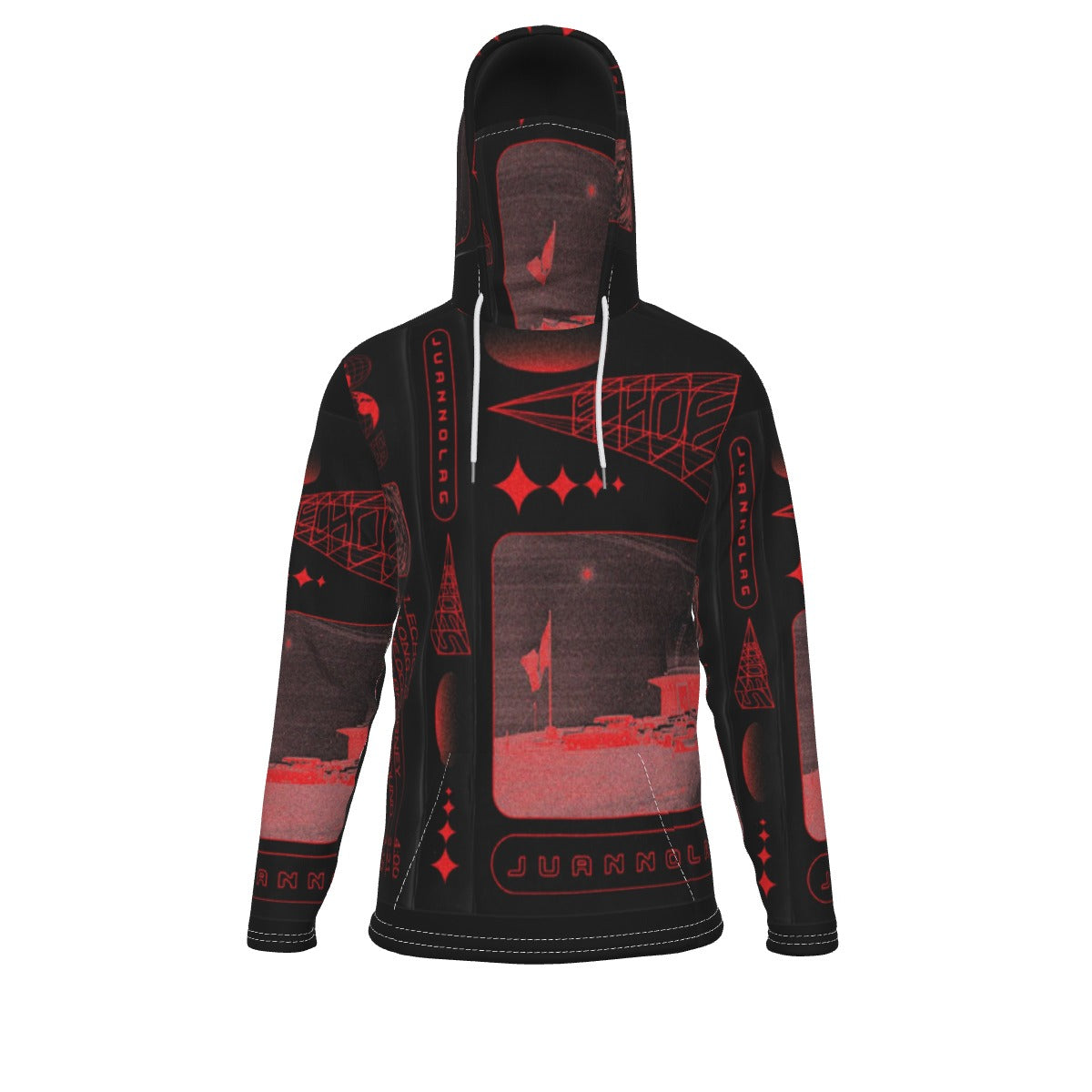 LCM23 Red Five Star All-Over Print Men's Pullover Hoodie With Mask