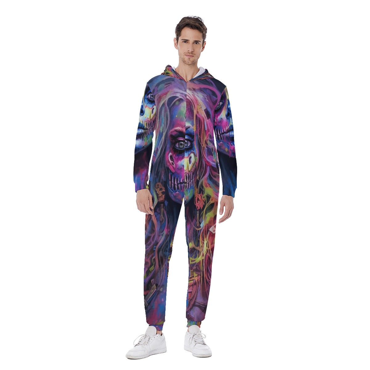 LCM23 Zombie Walker All-Over Print Men's Hooded Jumpsuit