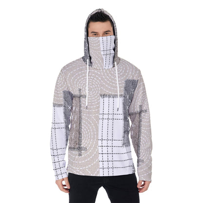 LCM23 Patchwork All-Over Print Men's Pullover Hoodie With Mask