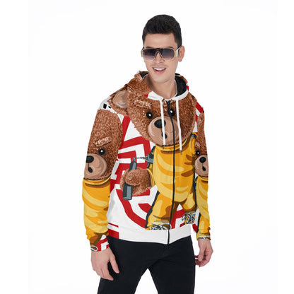 LCM23 Nunchuck Teddy All-Over Print Zip Up Hoodie With Pocket