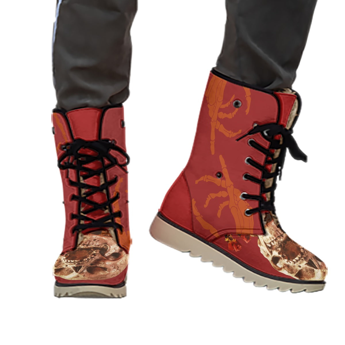 LCM23 Skully Zomb All-Over Print Women's Plush Boots