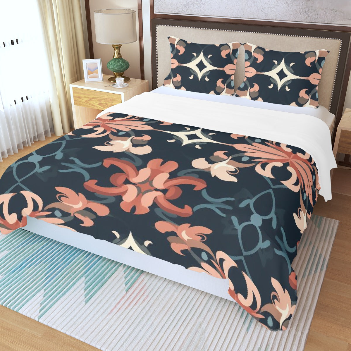 LCM23 Blue Stars Three Piece Duvet Bedding Set