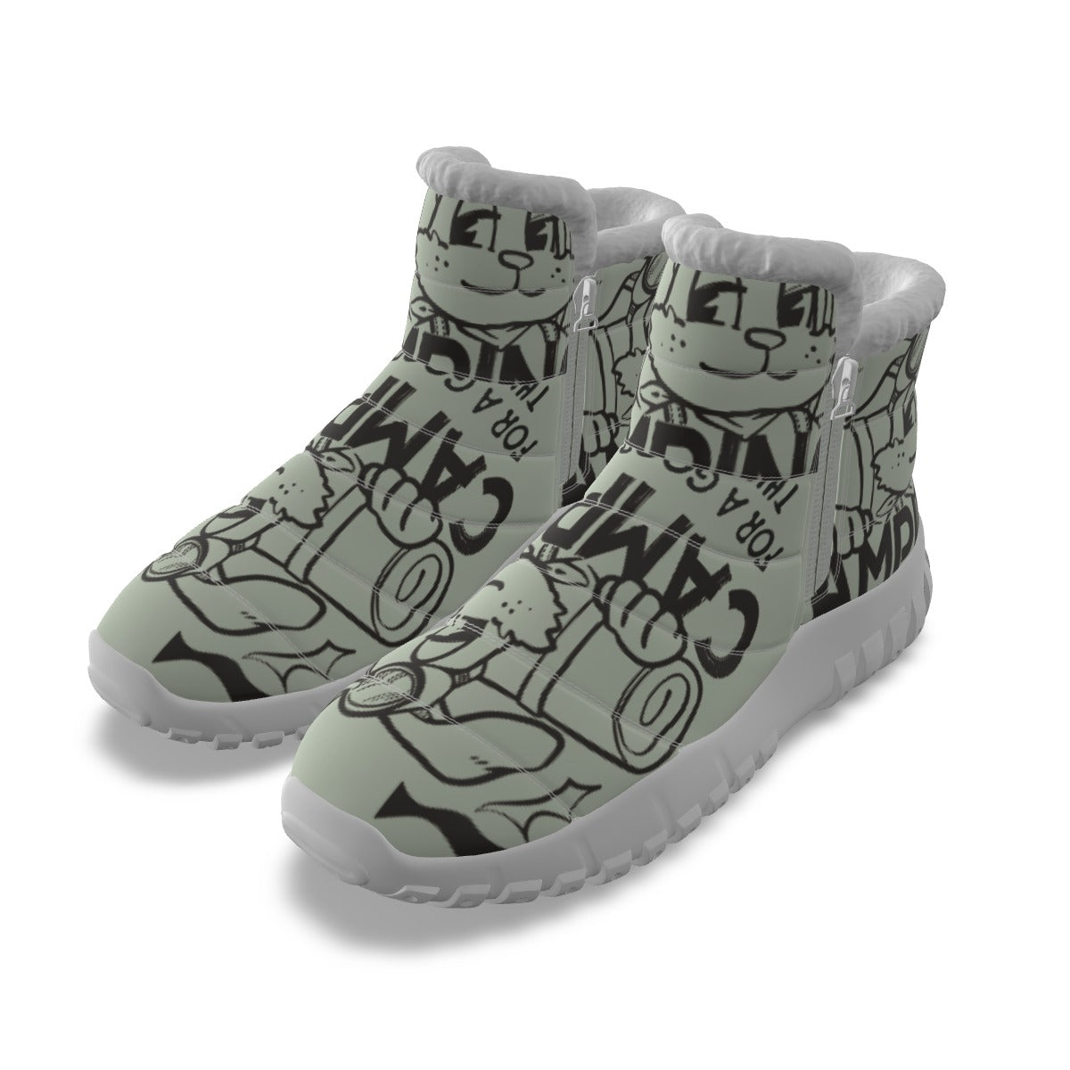 LCM23 Cartoony Mood All-Over Print Women's Zip-up Snow Boots