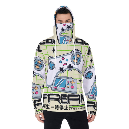 LCM23 Game Over All-Over Print Men's Pullover Hoodie With Mask