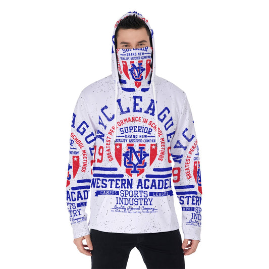 LCM23 NYC League All-Over Print Men's Pullover Hoodie With Mask