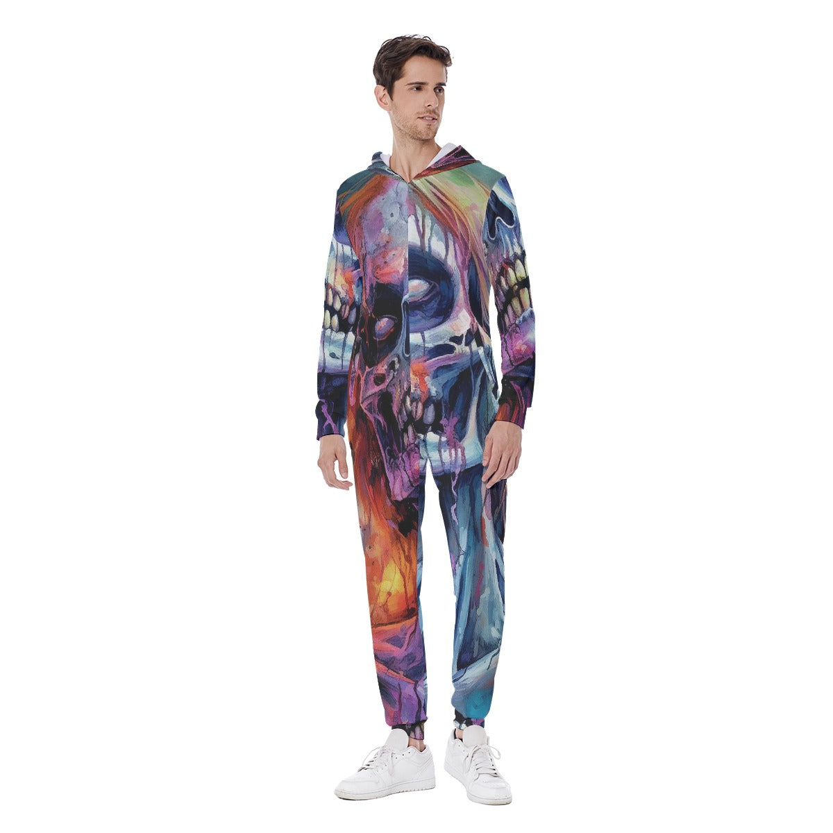 LCM23 She Zombie All-Over Print Men's Hooded Jumpsuit