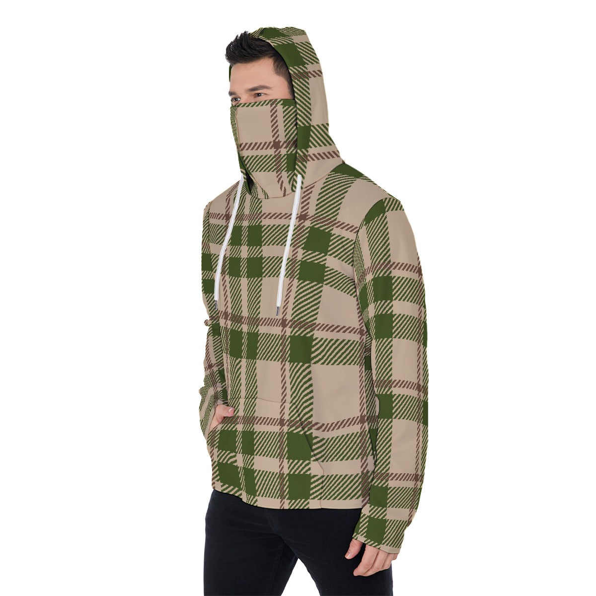 LCM23 Fuchi Plaid...lol All-Over Print Men's Pullover Hoodie With Mask