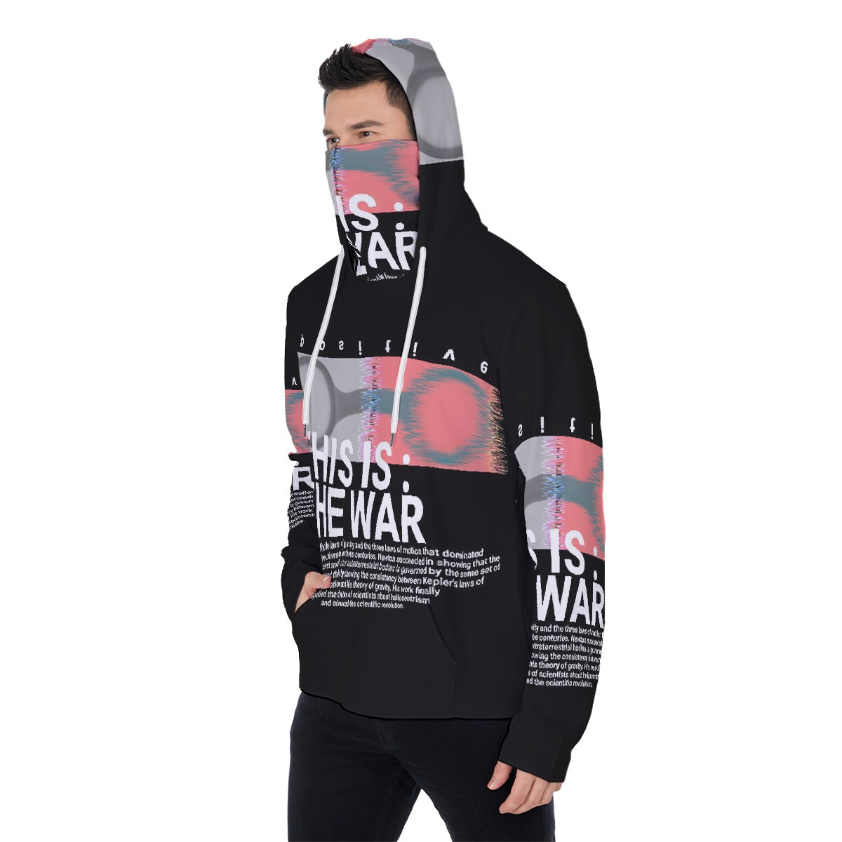 LCM23 This Is The War All-Over Print Men's Pullover Hoodie With Mask