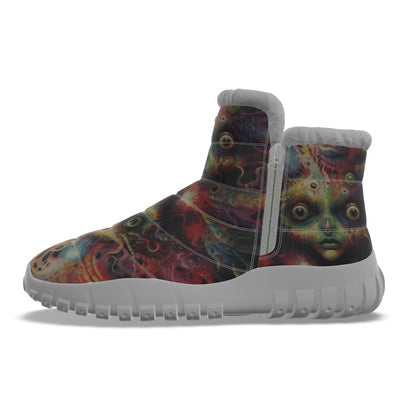 LCM23 Creepy Creepy All-Over Print Women's Zip-up Snow Boots