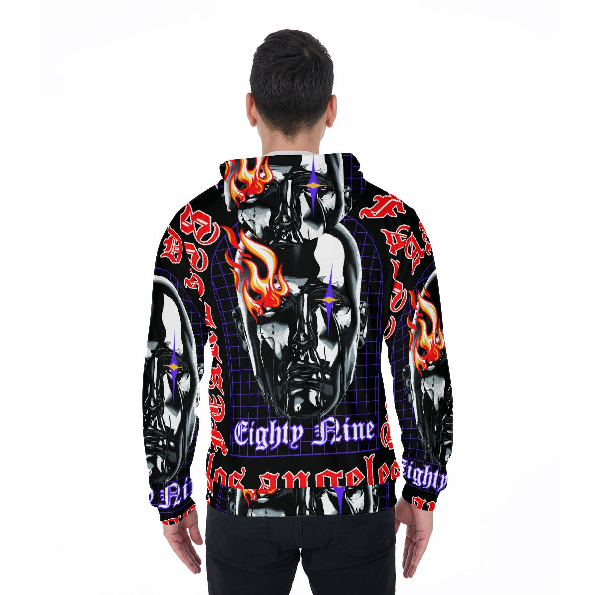 LCM23 89' All-Over Print Zip Up Hoodie With Pocket