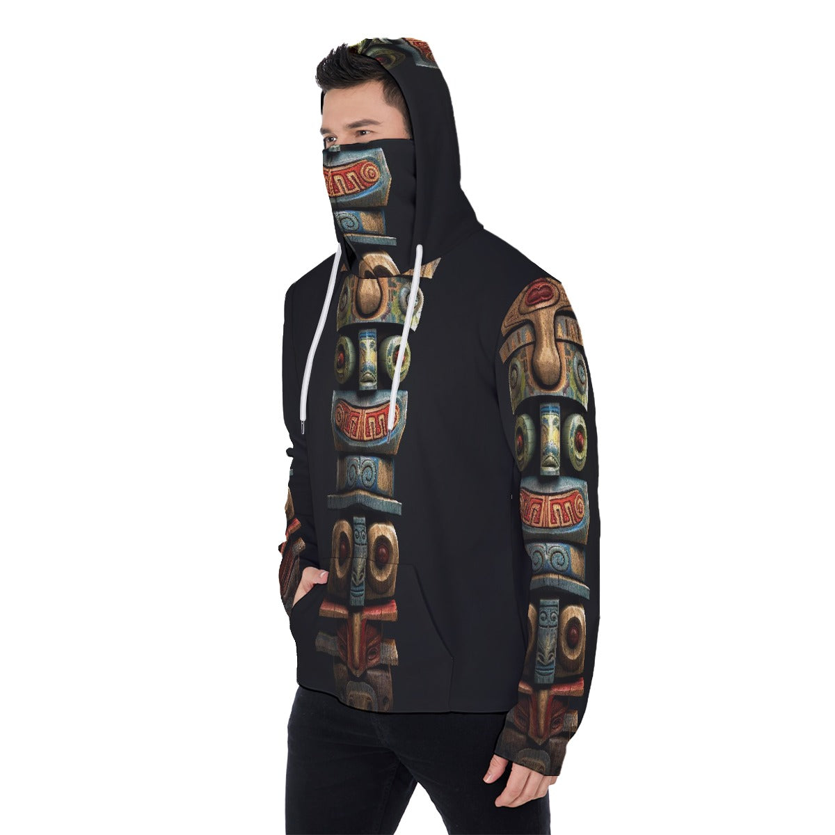 LCM23 Tribal Two All-Over Print Men's Pullover Hoodie With Mask