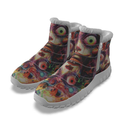 LCM23 Eyes Creepy All-Over Print Women's Zip-up Snow Boots