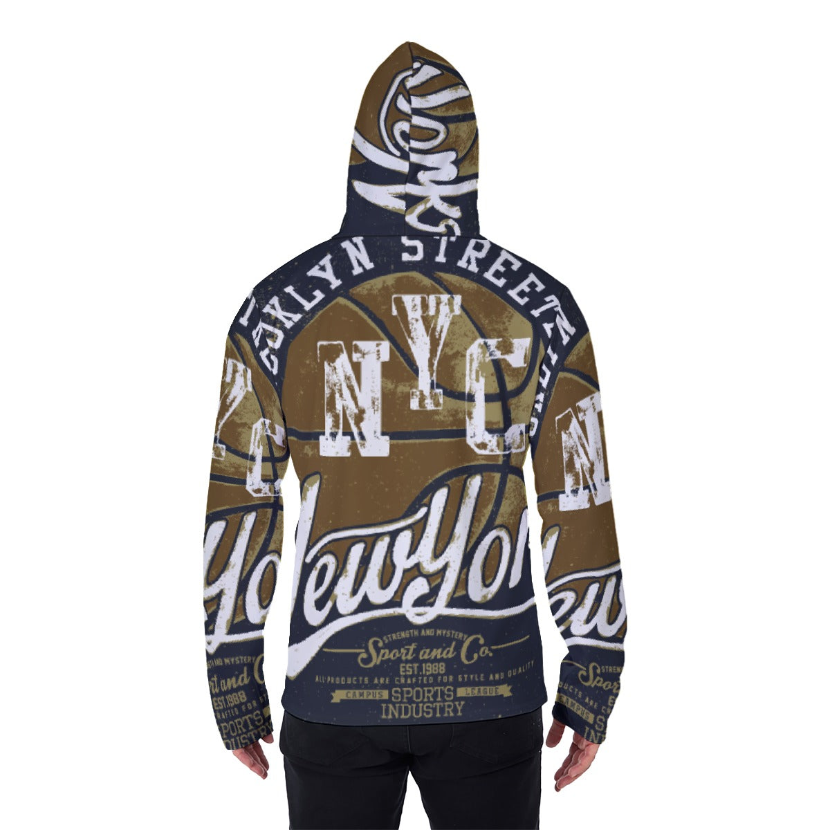 LCM23 NYC Sport Co All-Over Print Men's Pullover Hoodie With Mask