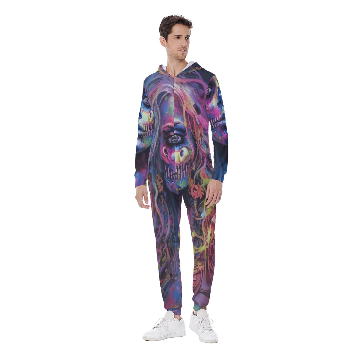 LCM23 Zombie Walker All-Over Print Men's Hooded Jumpsuit