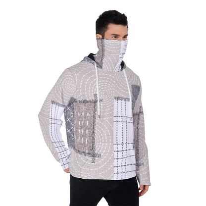 LCM23 Patchwork All-Over Print Men's Pullover Hoodie With Mask