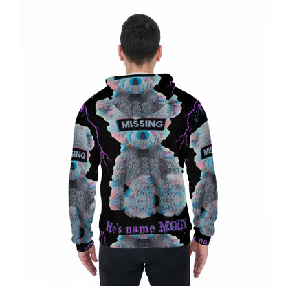 LCM23 Missing Teddy All-Over Print Zip Up Hoodie With Pocket