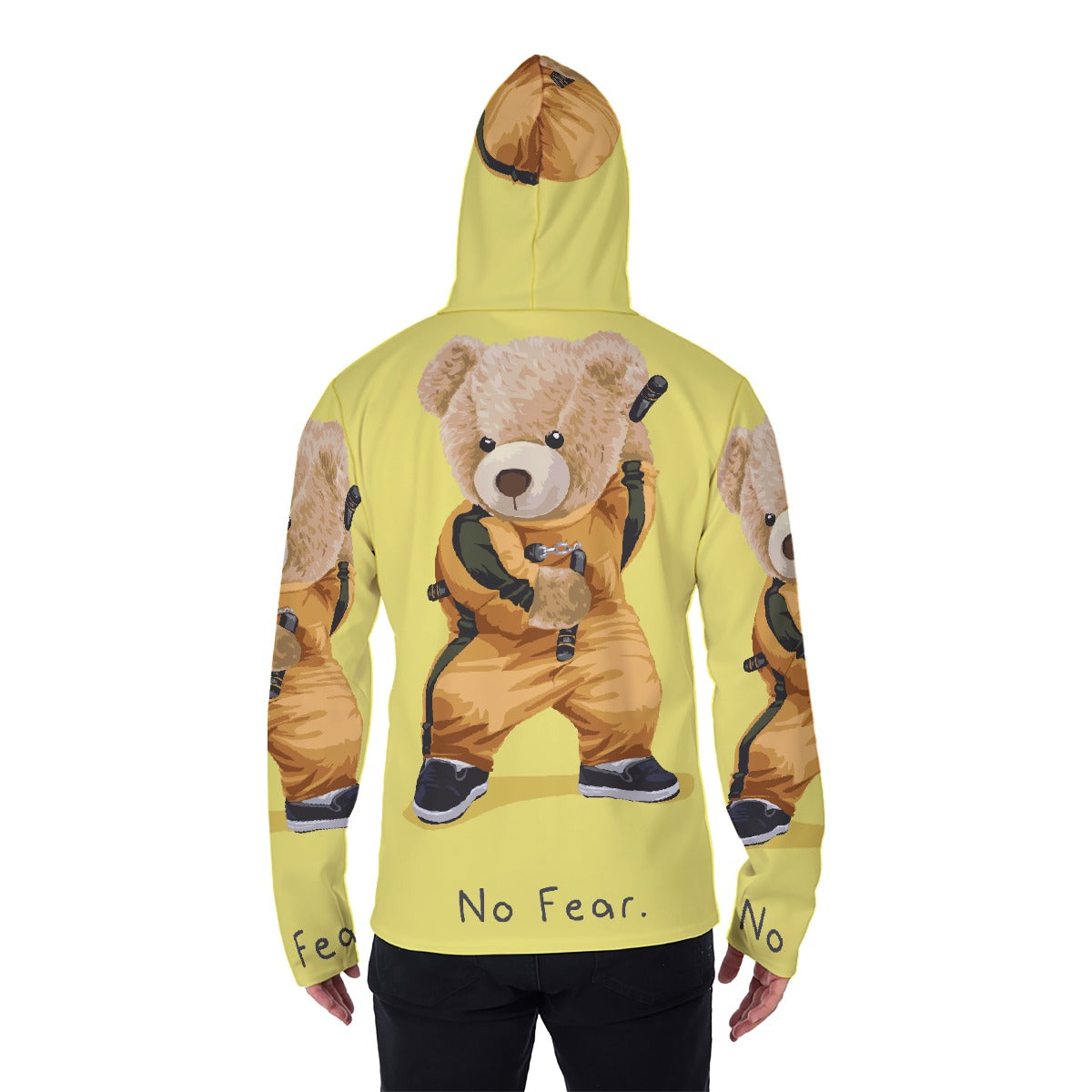 LCM23 Teddy No Fear All-Over Print Men's Pullover Hoodie With Mask