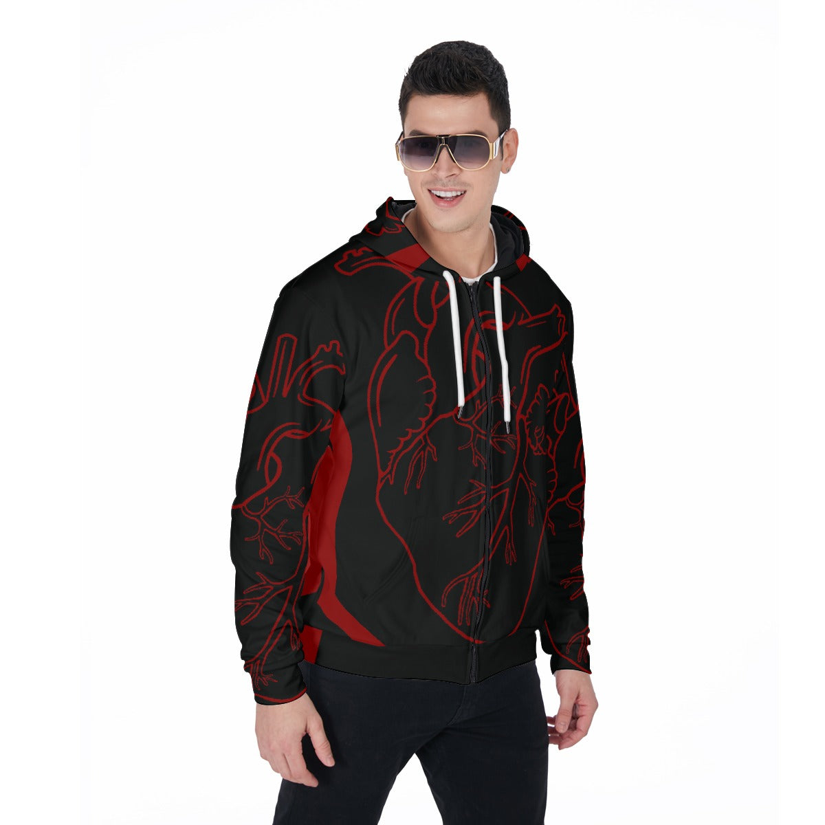 LCM23 Hearbeat All-Over Print Zip Up Hoodie With Pocket